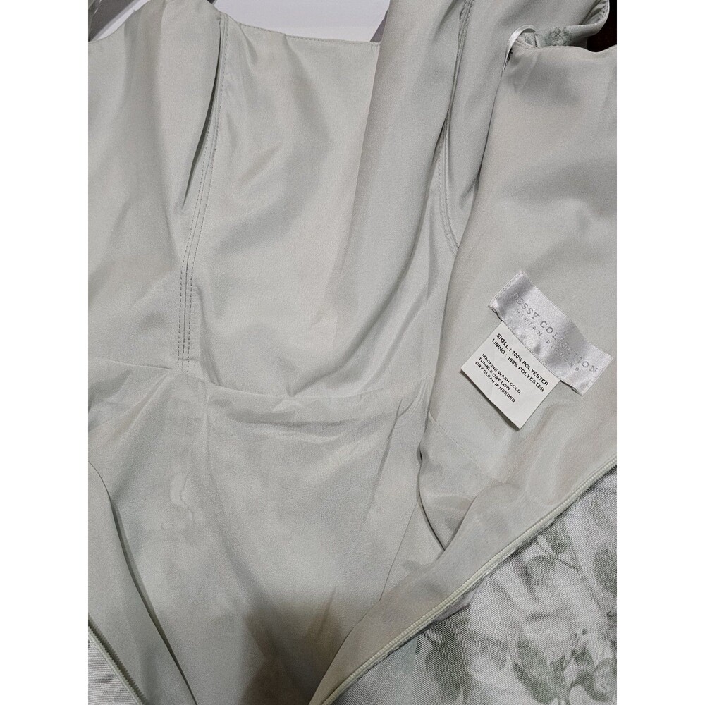 Dessy Collection  Floral  Sage Cottage Rose   Square Neck Style 3153FP Size 10 - Picture 6 of 13